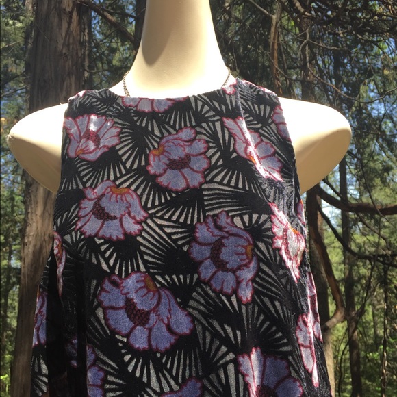 Loft burnt velvet black floral tunic vintage lavender floral shift dressHP 25 - Picture 3 of 16